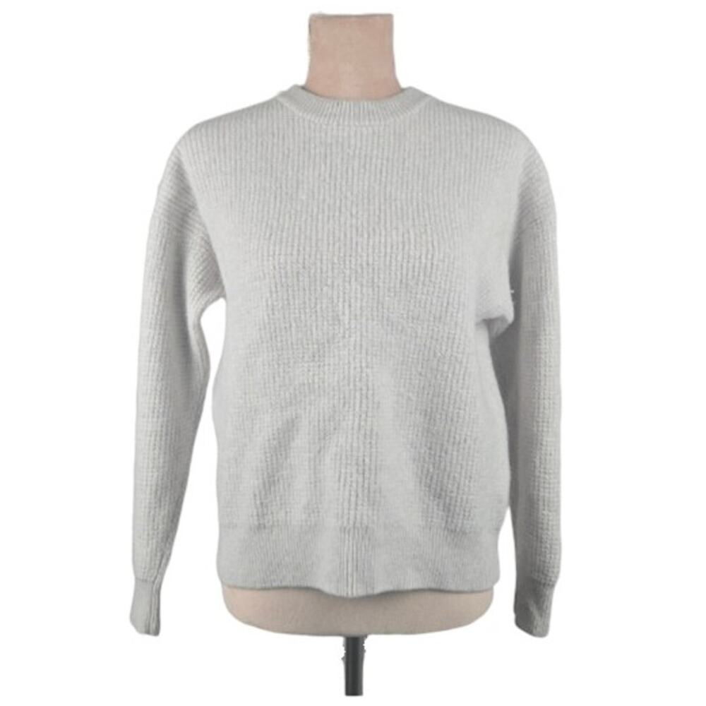 Wilfred Free Hillside Sweater Merino Wool LIght Grey Cream Size Small